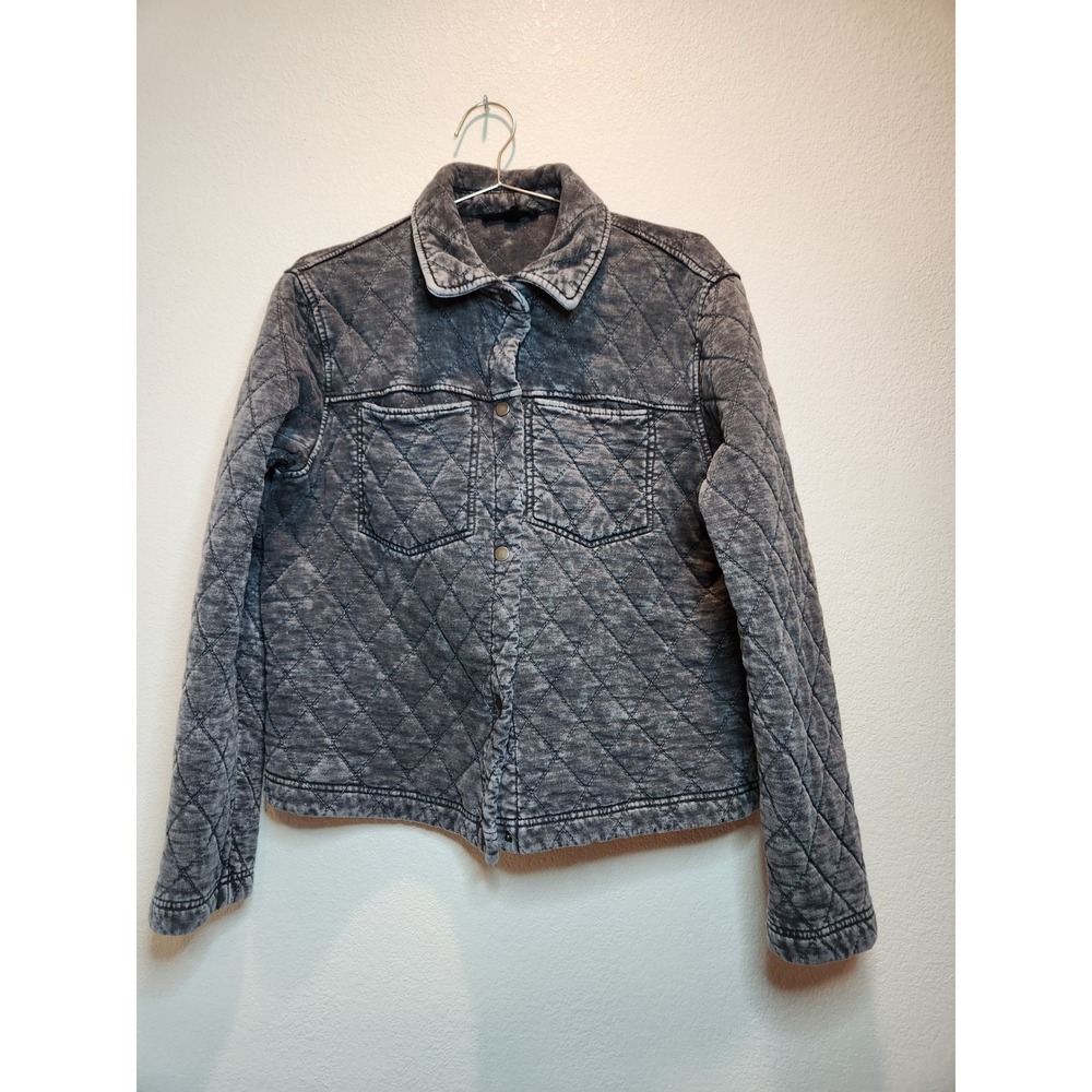 Jane +‎ Delancey Quilted Shacket Jacket Small Gray Acid Wash Snap Front Coat